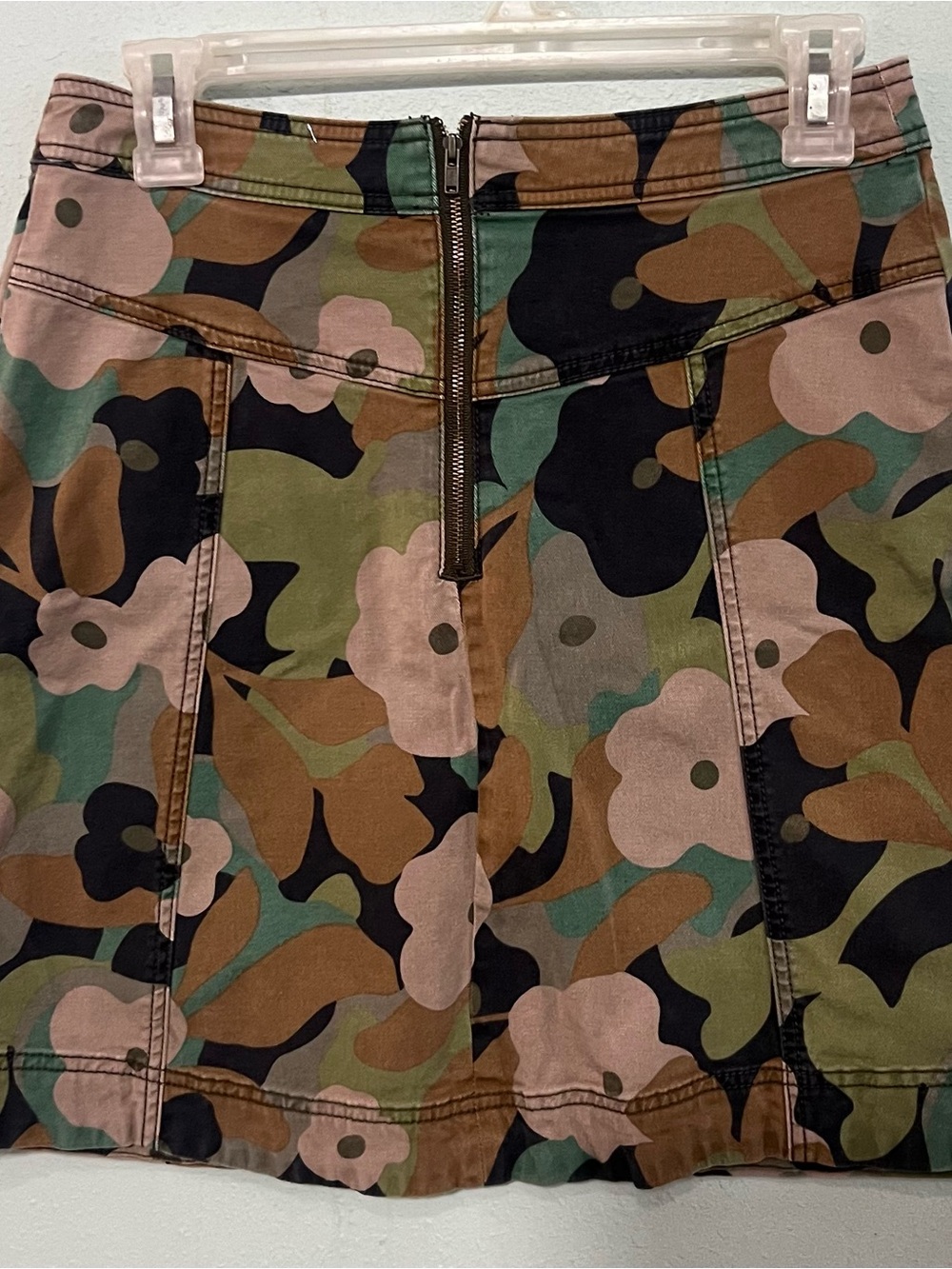 CAbi Floral Camo Mini Skort in Green/Brown/Pink
